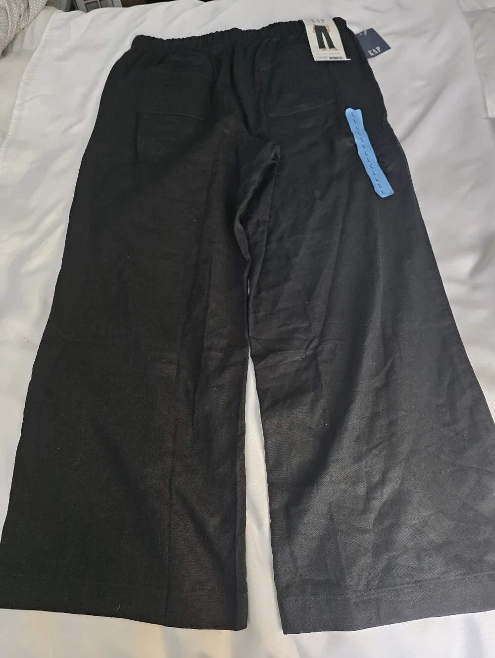 NWT Womens Linen Black Wide-Leg Pull-On Pants Size L